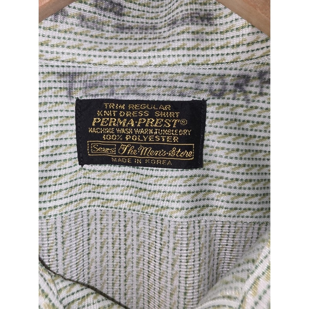 Vintage Sears The Men's Store Perma-Prest Knit Dress Shirt Mens Short Sleeve - Picture 3 of 5